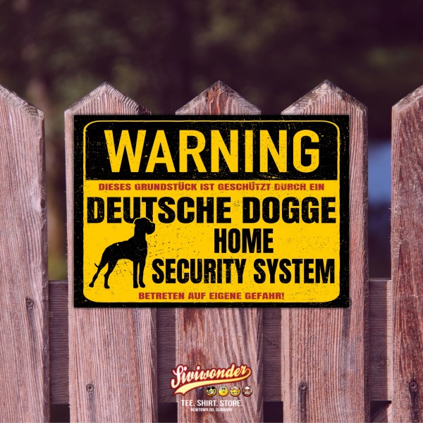 Dogge deutsche Dog Schild Warning Security System Türschild Hundeschild Warnschild