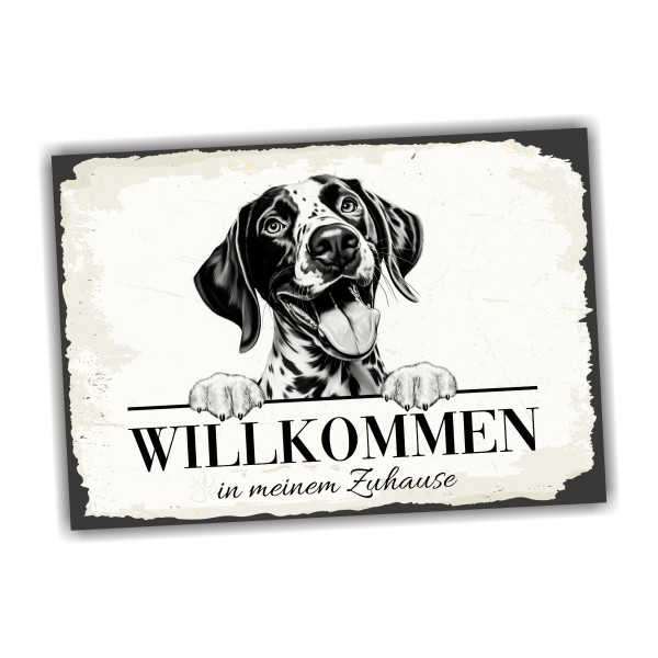Hundeschild Willkommen Zuhause Deutsch Kurzhaar Schild Achtung Spruch