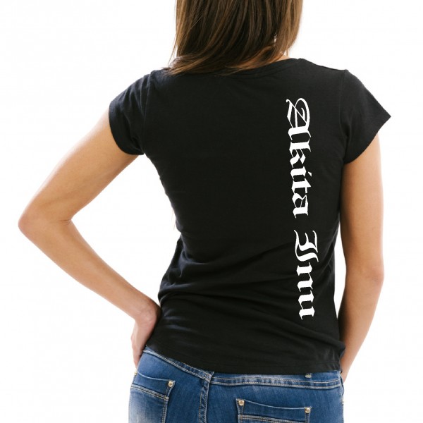 Akita Inu Damen T-Shirt Extreme Hundemotiv Japan Small Japanese Dog Rückseite