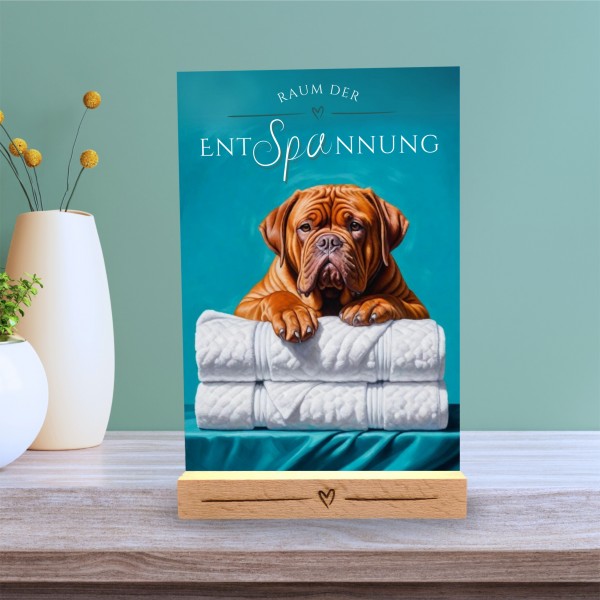 Hundeschild Deko Badezimmer Wellness Bordeauxdogge Schild Spruch
