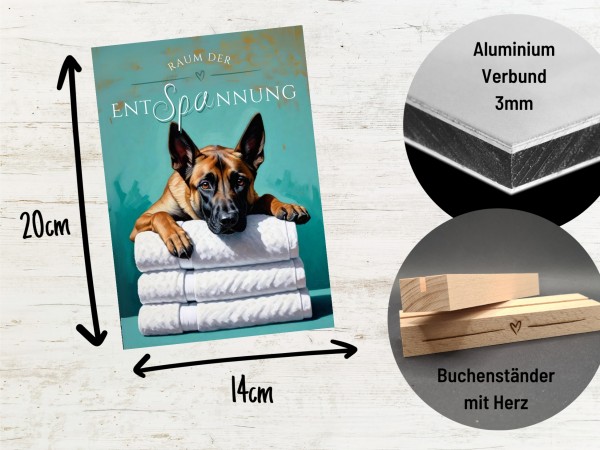 Hundeschild Deko Badezimmer Wellness Malinois Schild Achtung