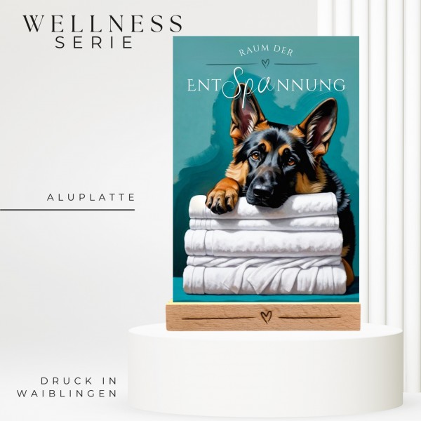 Hundeschild Deko Badezimmer Wellness Deutscher Schäferhund Schild Spruch