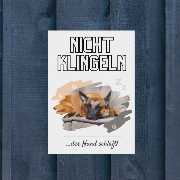 Malinois Belgian Mali nicht klingeln schlafen Schild Dog Hund Magazin Spruch Türschild Hundeschild Wall Art Gefährte