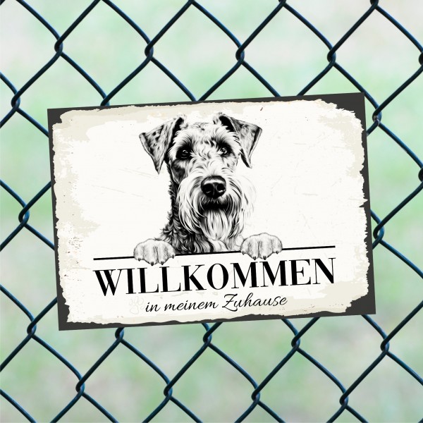 Hundeschild Willkommen Zuhause Airedale Terrier Schild Achtung Spruch
