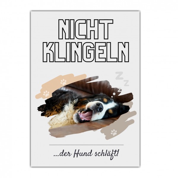 Berner Sennenhund Hund nicht klingeln schlafen Schild Dog Hund Spruch Türschild Hundeschild Wall Art Gefährte