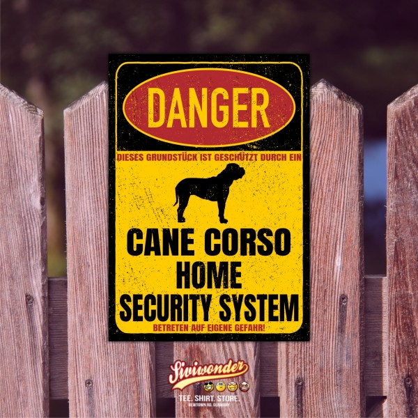 Cane Corso Italiano Cane Corz Italien Dog Türschild Danger Security System Warnschild Hund Schilder Hundeschild happy Design by Siviwonder