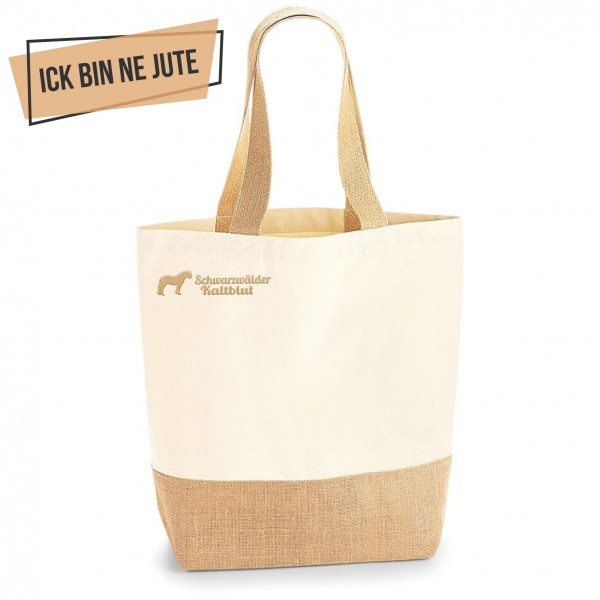 Schwarzwälder Kaltblut Jute Shopper Einkaufstasche Pferdemotiv Stickerei