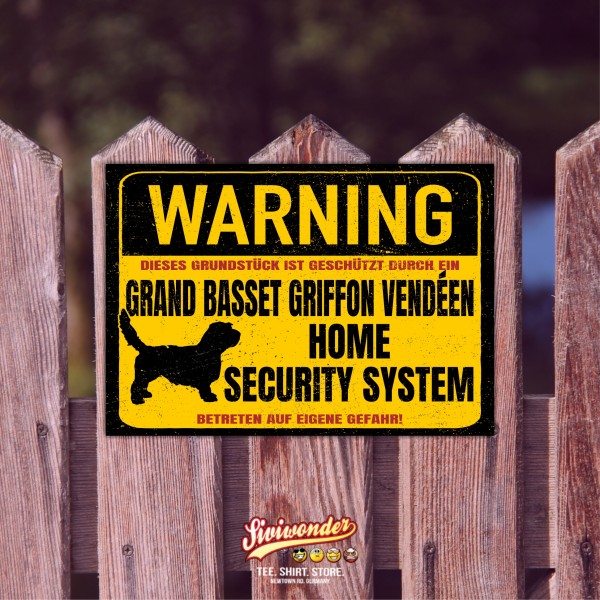 Grand Basset Griffon Vendéen Schild Warning Security System Türschild Hundeschild Warnschild Schild