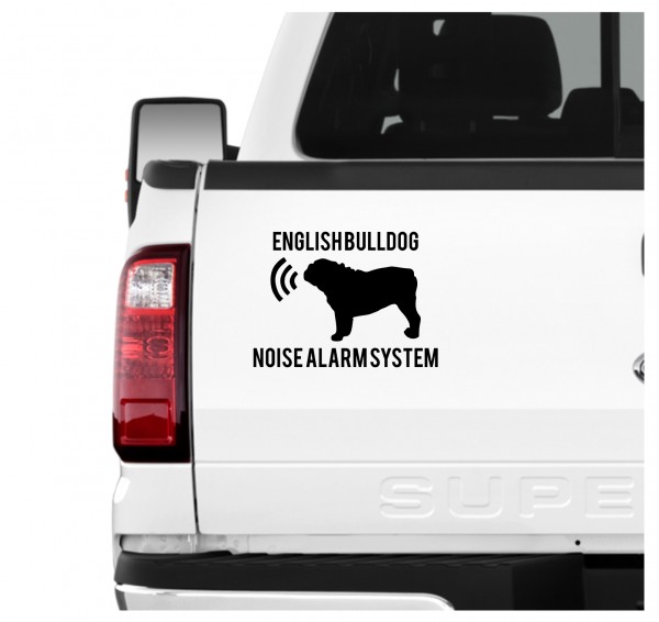 English Bulldog Noise Alarmsystem Auto Aufkleber Hund Folie Wandtattoo Tattoo Sticker Bully Engliache Bulldogge Bully