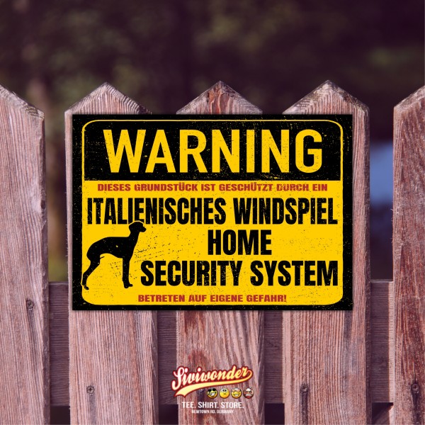 Italienisches Windspiel Schild Warning Security System Türschild Hundeschild Warnschild Schild Hund