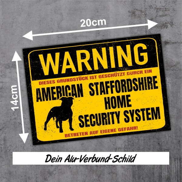 American Staffordshire Terrier Dog Schild Warning Security System Türschild Hundeschild Warnschild