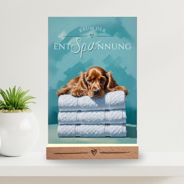 Hundeschild Deko Badezimmer Wellness Cocker Spaniel Schild Spruch