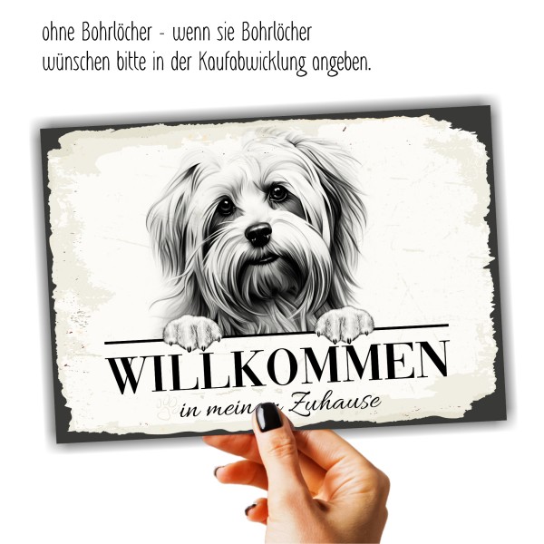 Hundeschild Willkommen Zuhause Löwchen Schild Achtung Spruch
