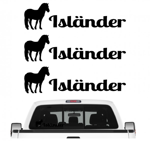 Isländer Trekkingpferd Islandpony Pony Reitpferd Pferdesport Tölt Pass fünf Gänge Aufkleber 3er Set Pferdeaufkleber Pferd reiten Auto Folie by SIVIWONDER