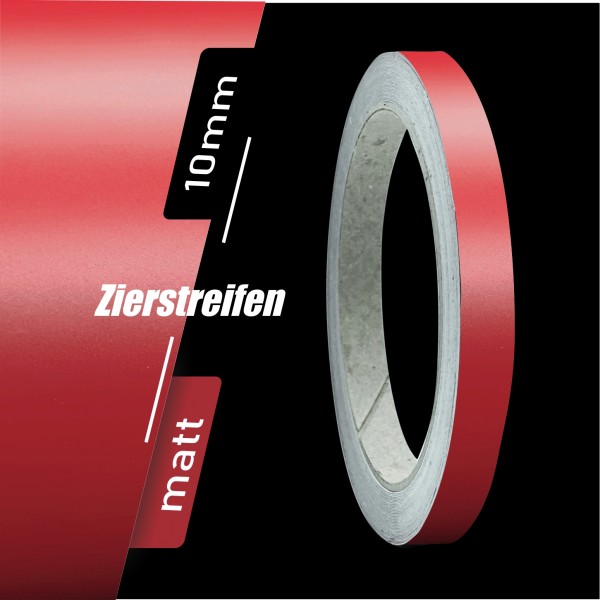 Zierstreifen Matt dunkelrot rot dunkel 10mm in in 10 m Länge für Auto Boot Klebeband Dekorstreifen Tuningstreifen Autofolie Siviwonder