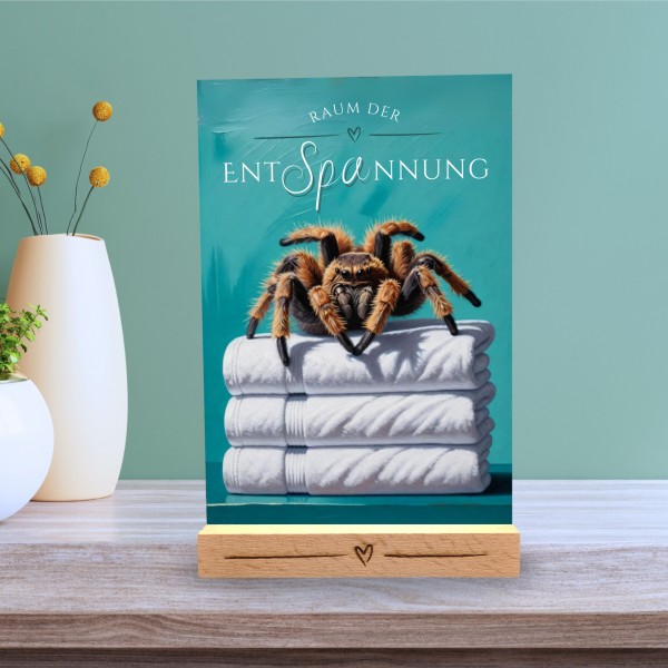 Spinne Vogelspinne Schild Wellness Handtuch Entspannung Schild Spruch