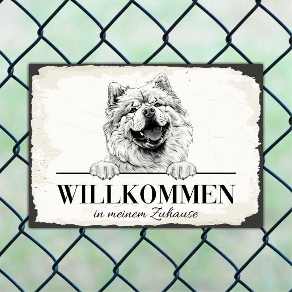 Hundeschild Willkommen Zuhause Chow-Chow Schild Achtung Spruch
