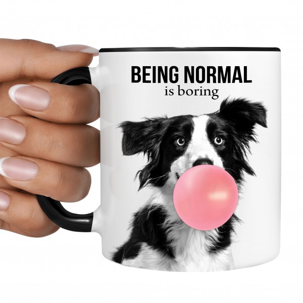 Border Collie mit Kaugummi Bubble normal Dog Freund Tasse Kaffee lustig Kaffeebecher Mug Design Design by Siviwonder