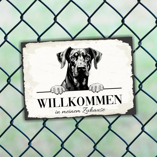Hundeschild Willkommen Zuhause Dobermann Dobi Schild Achtung Spruch