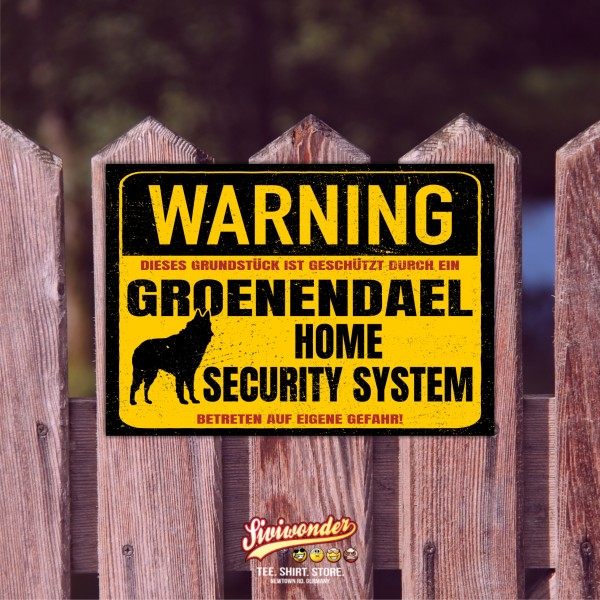 Groenendael Schild Warning Security System Türschild Hundeschild Warnschild Schild Hund