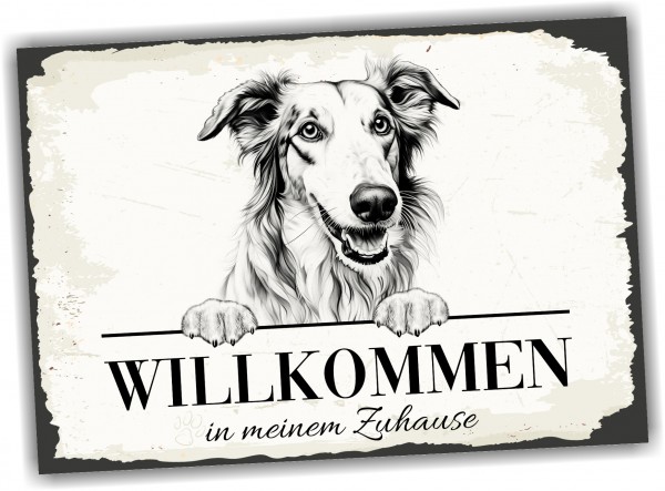 Hundeschild Willkommen Zuhause Barsoi