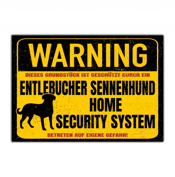 Entlebucher Sennenhund Warning Schild Danger Security System Türschild Hundeschild Warnschild