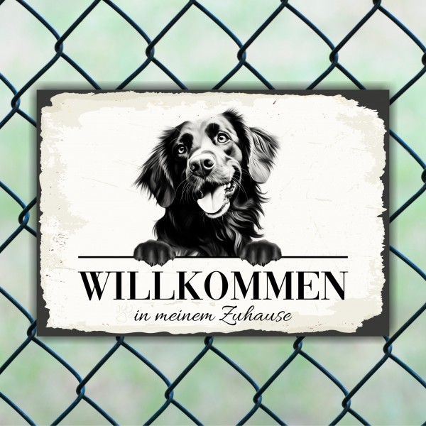 Hundeschild Willkommen Zuhause Flat Coated Retriever Schild Achtung Spruch