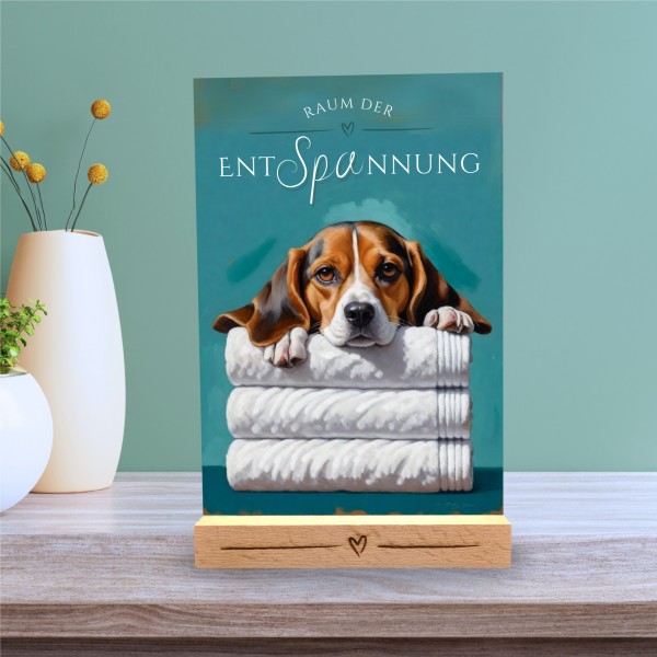 Hundeschild Deko Badezimmer Wellness Beagle English Beagel Schild Spruch