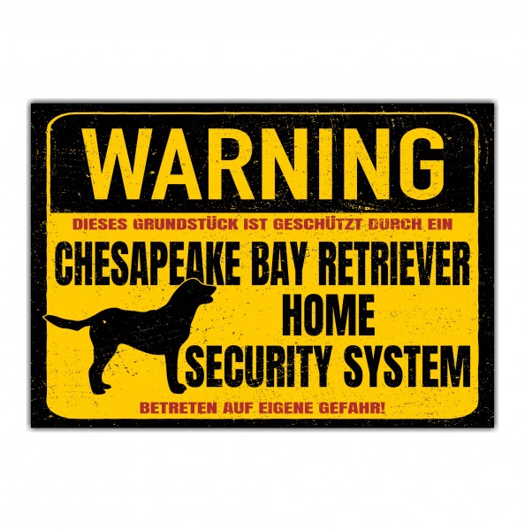 Chesapeake Bay Retriever Dog Schild Warning Security System Türschild Hundeschild Warnschild