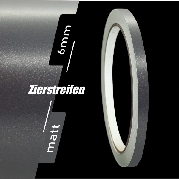 Zierstreifen Matt anthrazit metallic 6mm in in 10 m Länge für Auto Boot Klebeband Dekorstreifen Tuningstreifen Autofolie Siviwonder