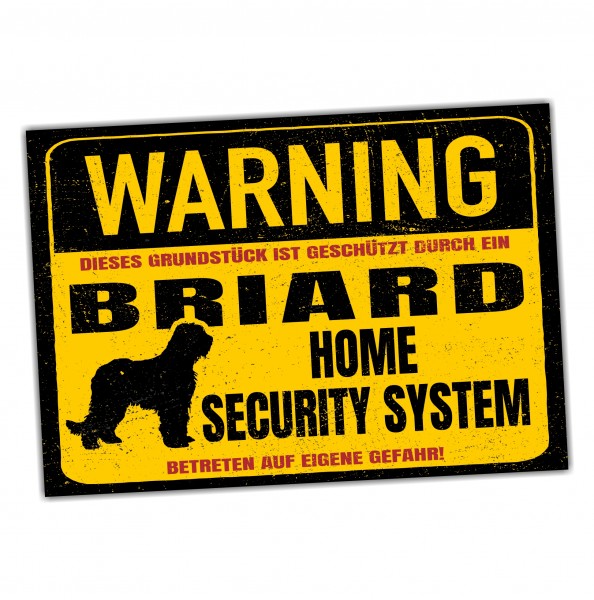 Briard Berger de Brie Dog Schild Warning Security System Türschild Hundeschild Warnschild