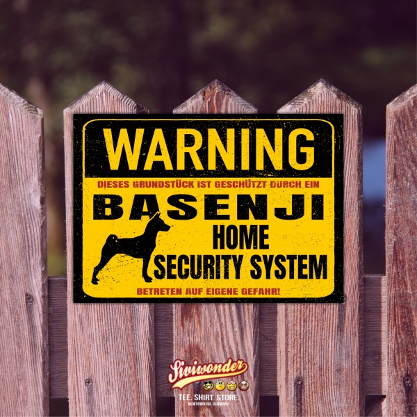 Basenji African Bush Dog Schild Warning Security System Türschild Hundeschild Warnschild