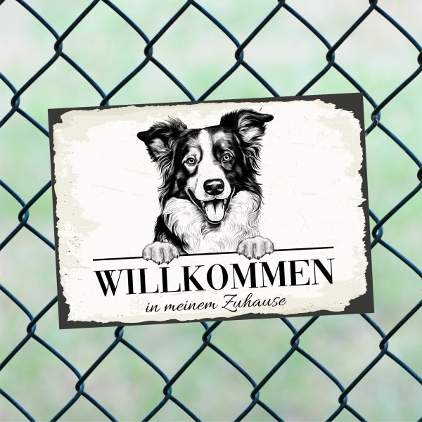 Hundeschild Willkommen Zuhause Border Collie Schild Achtung