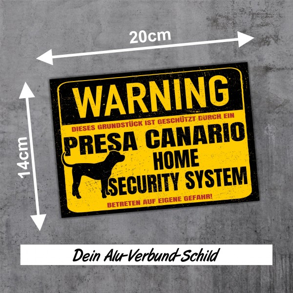 Schild Presa Canario Warning Security System Türschild Hundeschild Warnschild Hund Achtung