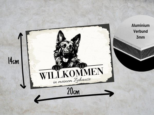 Hundeschild Willkommen Zuhause Deutscher Schäferhund Schild Achtung Spruch