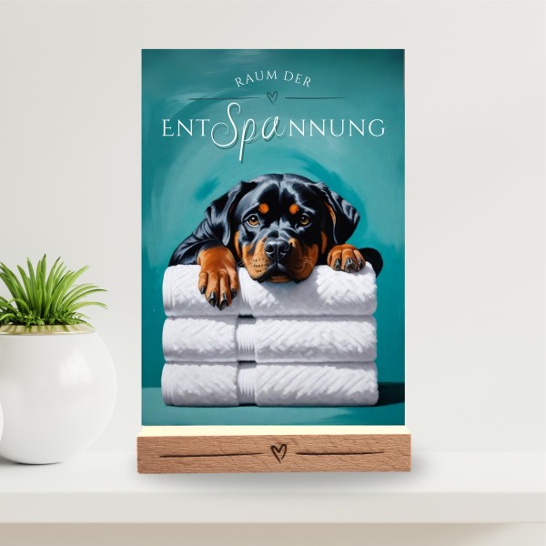 Hundeschild Deko Badezimmer Wellness Rottweiler Rottie Schild Spruch
