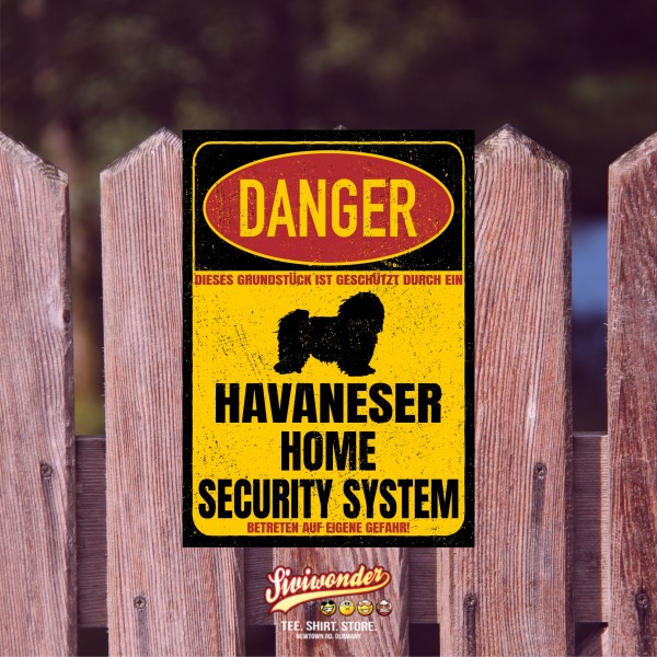 Havaneser Havanese Kuba Bichon Havana Bichon Habanero Dog Türschild Danger Security System Warnschild Hund Schilder Hundeschild happy Design by Siviwonder