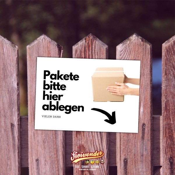 Pakete bitte hier ablegen Schild Versand - Abstellgenehmigung - Ablageort - Garage Spruch Türschild Warnschild Metallschild Ocean Sea