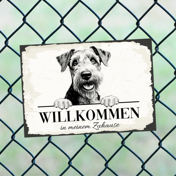 Hundeschild Willkommen Zuhause Airedale Terrier Schild Achtung Spruch