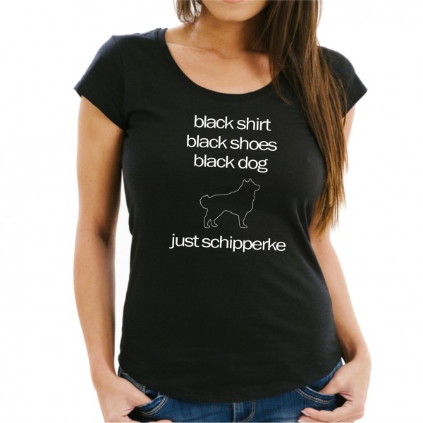 Schipperke Black Dog Unisex T-Shirt Hundemotiv Spitzke Spitske Spits Kleiner Schäferhund