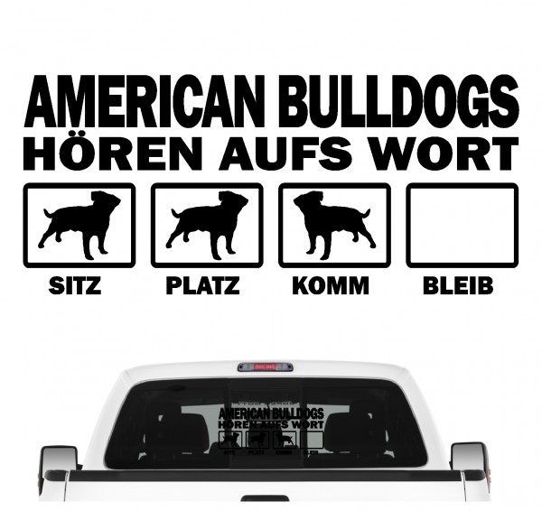 American Bulldog USA Amerikanische Bulldogge Old Country Bulldog Dog Hört aufs Wort Hunde Aufkleber Sticker Autoaufkleber