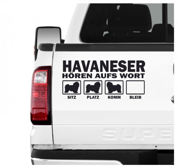 Havaneser Havanese Kuba Bichon Havana Bichon Habanero Hört aufs Wort Hunde Aufkleber Sticker Autoaufkleber Wandtattoo Tattoo