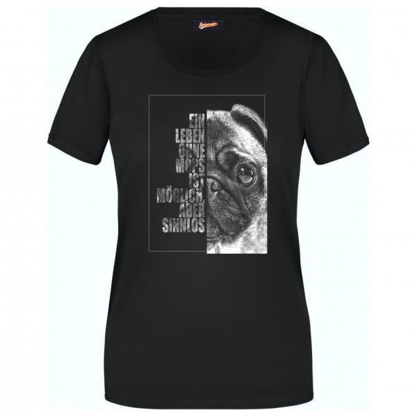 Mops Damen T-Shirt Face Hundemotiv Pug Dutch Mastiff Mini Chinese