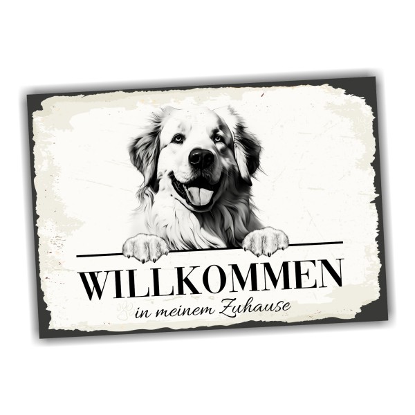 Hundeschild Willkommen Zuhause Pyrenäenberghund Schild Achtung Spruch