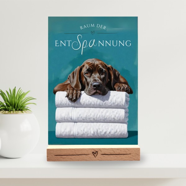 Hundeschild Deko Badezimmer Wellness Dogge deutsche Schild Spruch