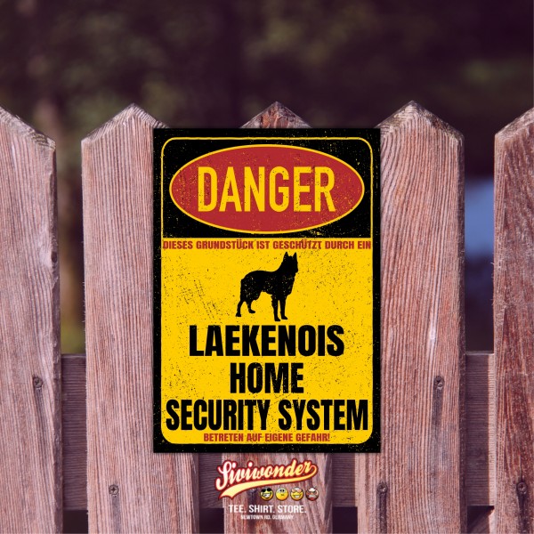 Laekenois Belgischer Schäferhund Berger Belge Dog Türschild Danger Security System Warnschild Hund Schilder Hundeschild