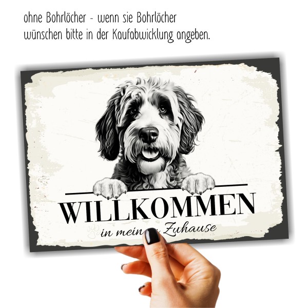 Hundeschild Willkommen Zuhause Portugiesischer Wasserhund Schild Achtung Spruch