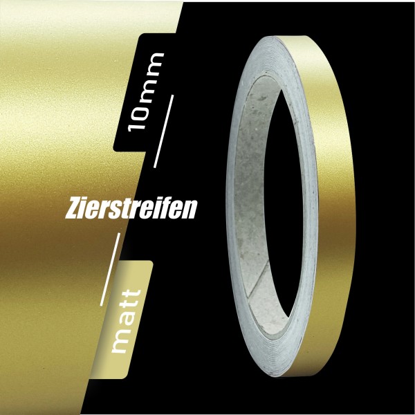 Zierstreifen Matt gold metallic 10mm in in 10 m Länge für Auto Boot Klebeband Dekorstreifen Tuningstreifen Autofolie Siviwonder