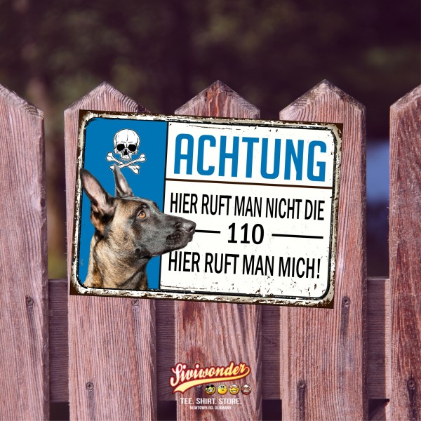 Malinois Belgian Mali Türschild 110 Polizei System Warnschild Hund Schilder Hundeschild