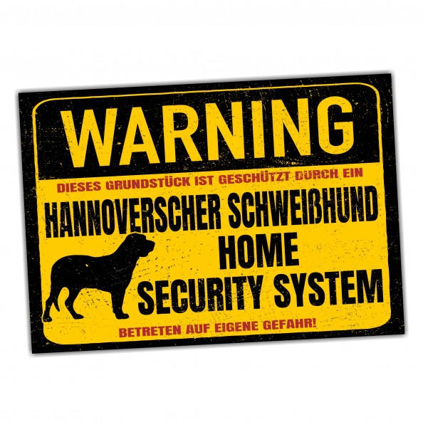 Hannoverscher Schweißhund Schild Warning Security System Türschild Hundeschild Warnschild Schild